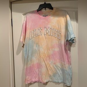 Unwind by League Women's Short Sleeve SEC Ole Miss Tie Dye Shirt size Large